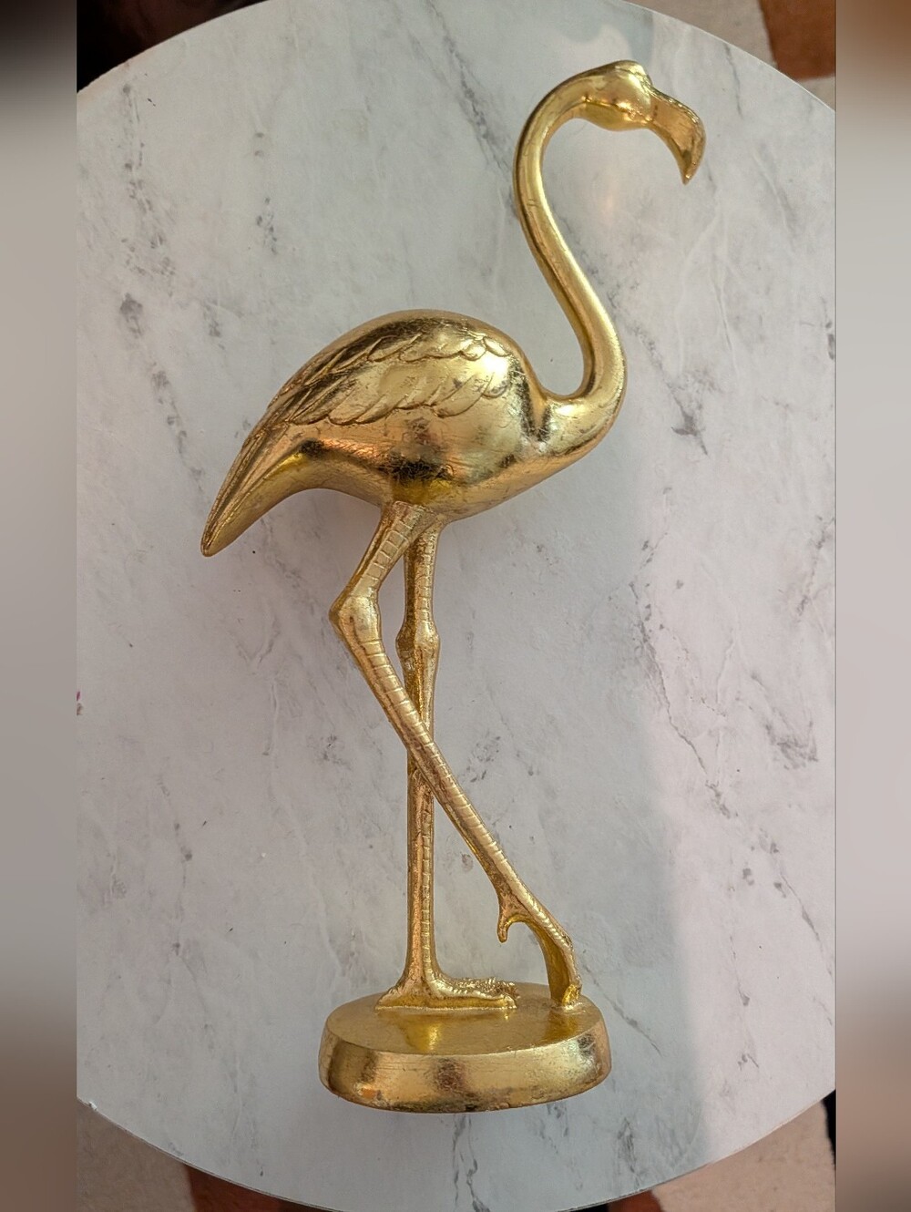 Gold Flamingo Statue Tropical Bird Resin Home Decor 14.5"